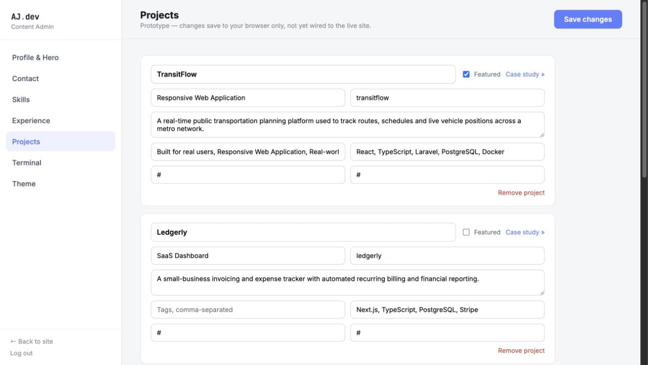 Portfolio Management Dashboard product screenshot